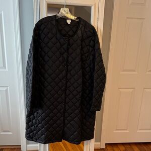 J Jill Black Light Weight Quilted Coat / Puffer Down Jacket Size 4X